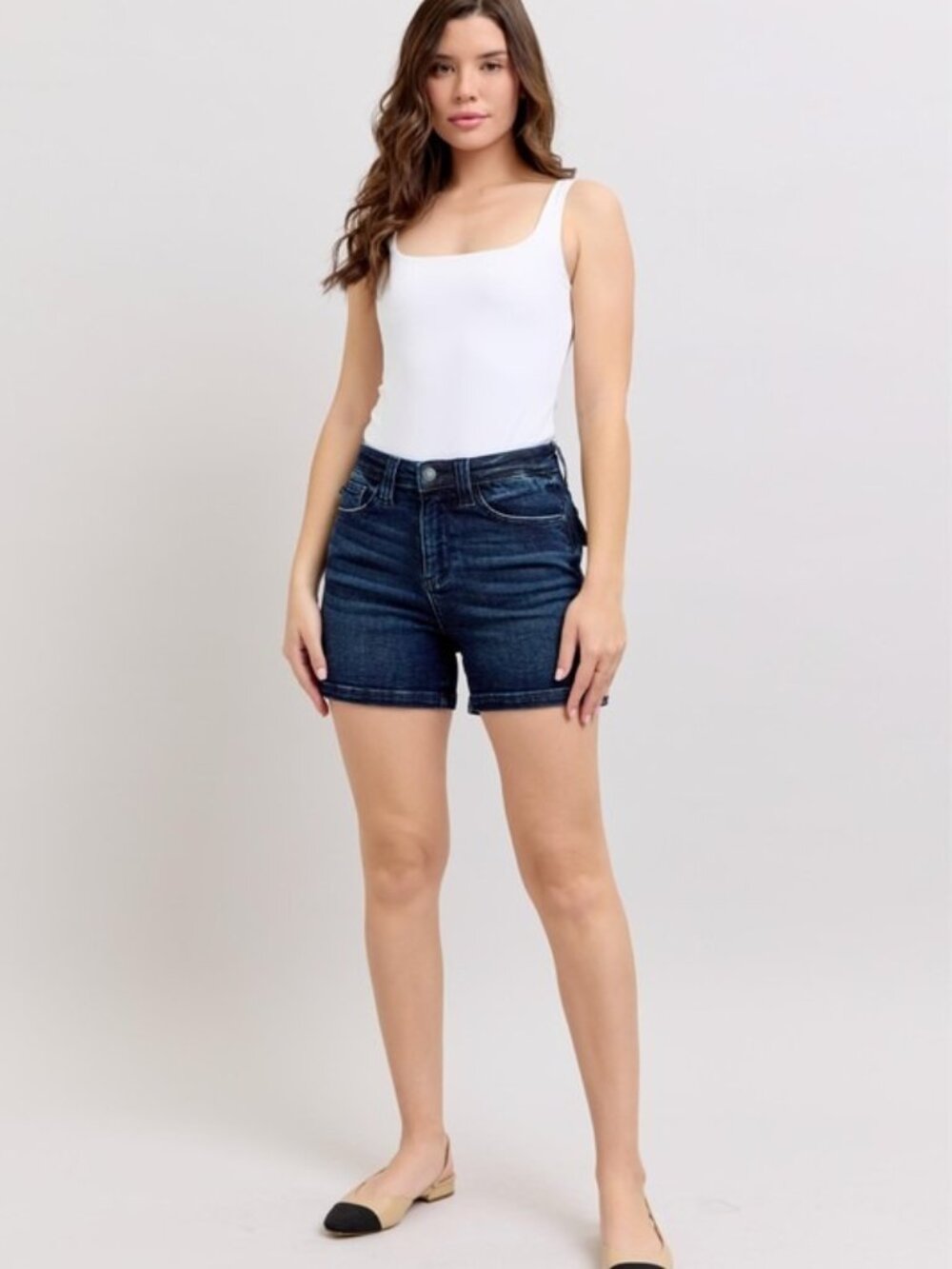 Judy Blue Full Size High Waist Back Flap Pocket Denim Shorts Plus Size